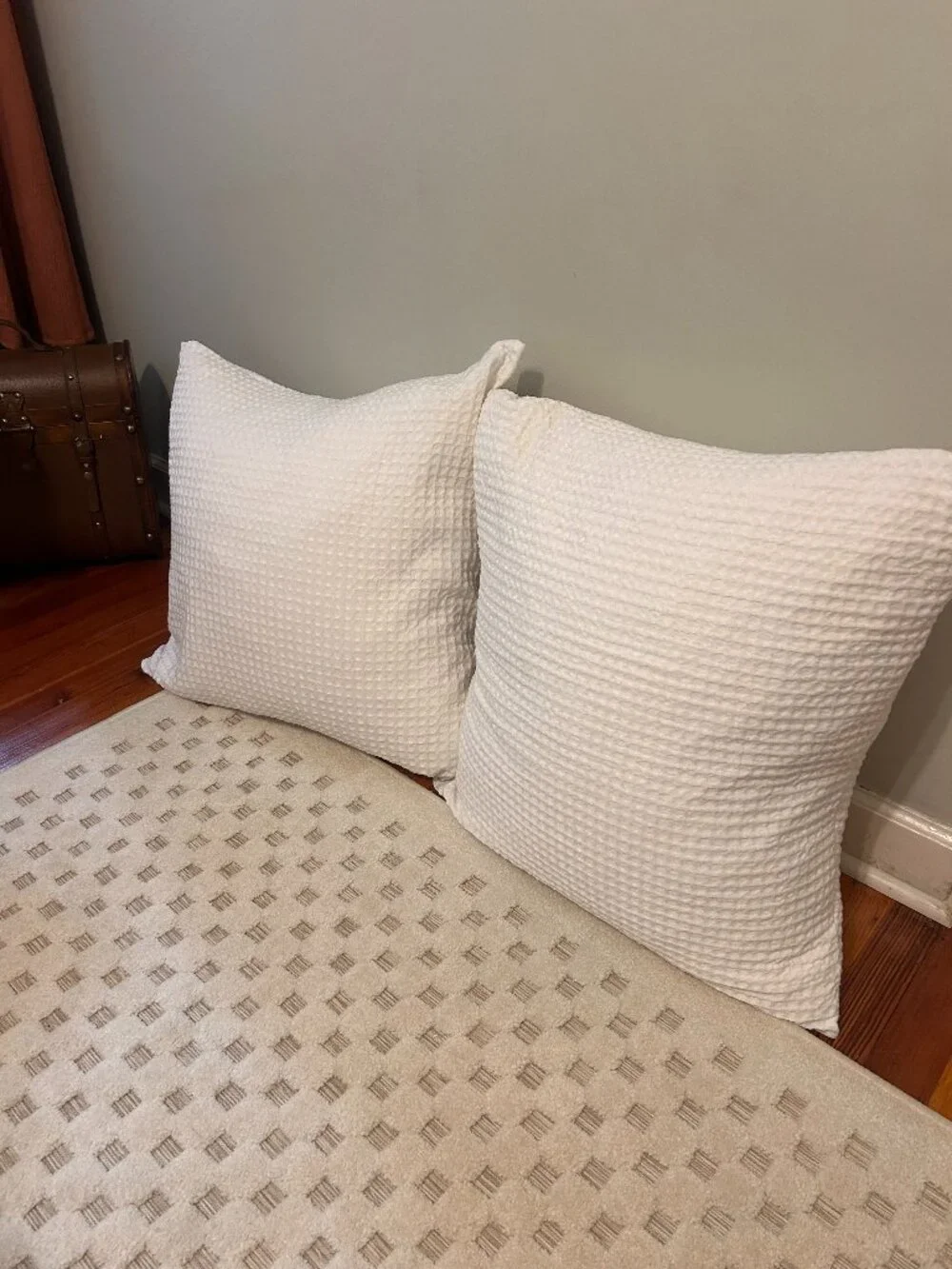Set Of 2 Euro Waffle Weave White Chop Pillows
